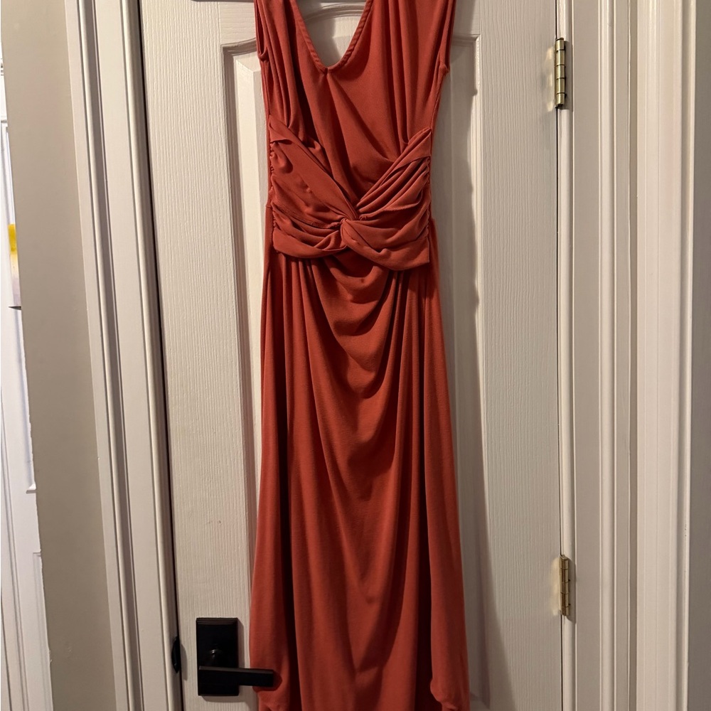 Elegant Coral Sleeveless Dress
